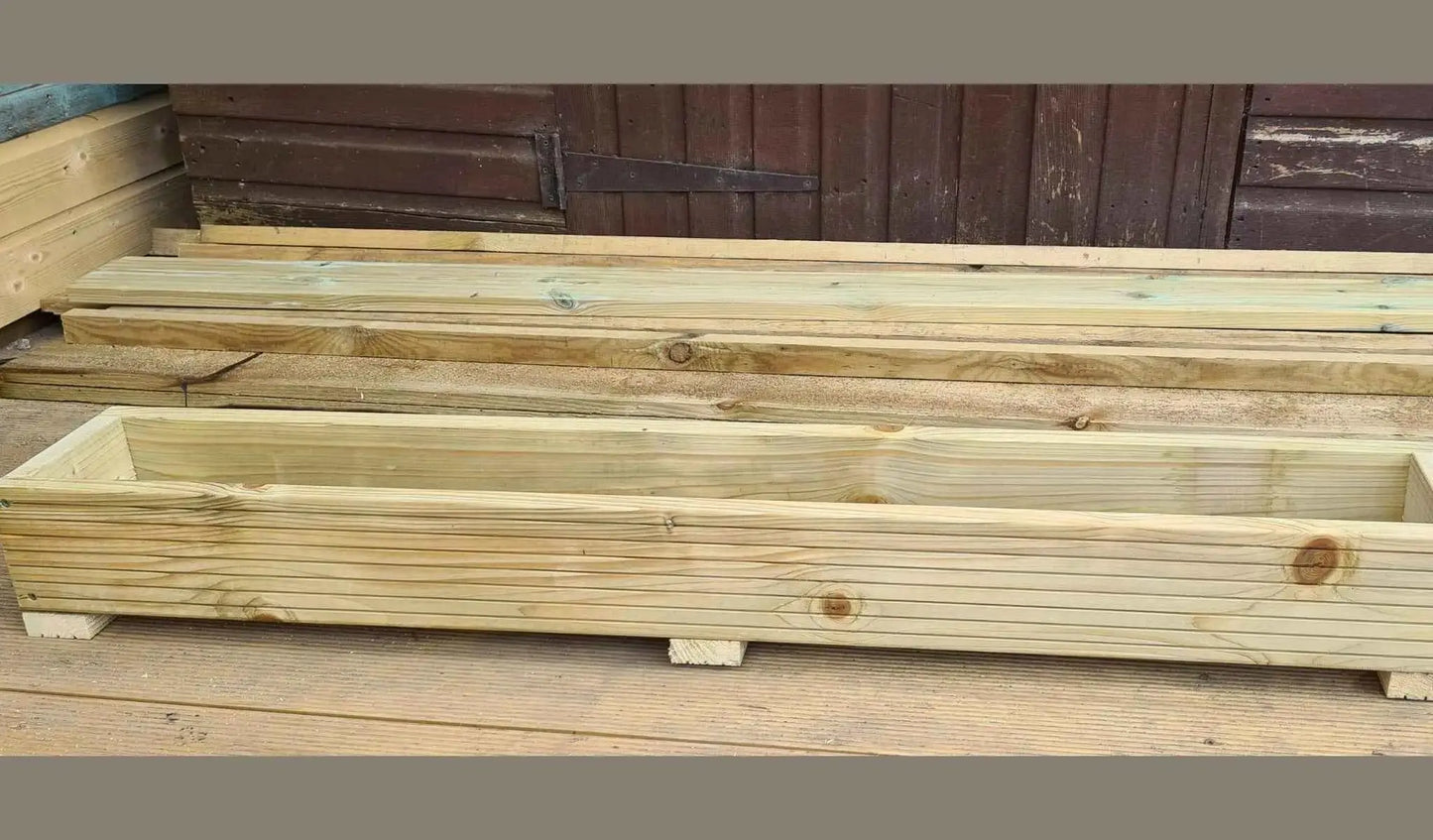 120cm long single tier wooden decking planter - Summer Wooden Planters