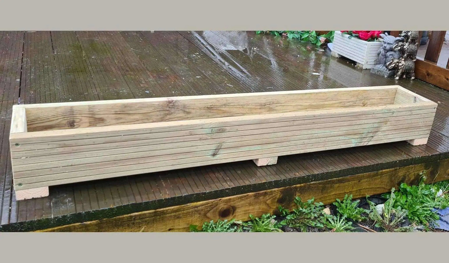 120cm long single tier wooden decking planter - Summer Wooden Planters