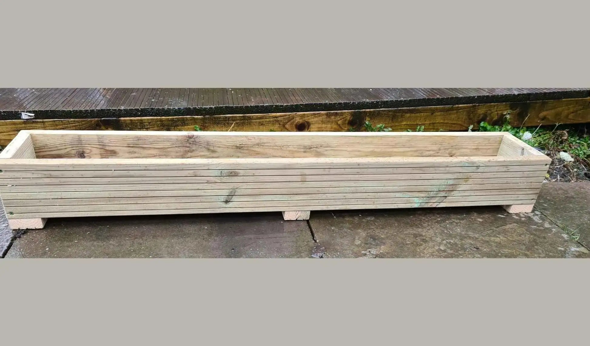 120cm long single tier wooden decking planter - Summer Wooden Planters