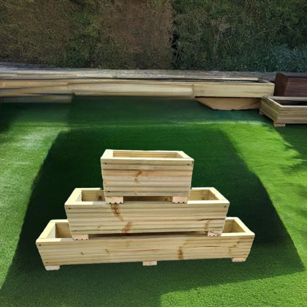 planters on grass