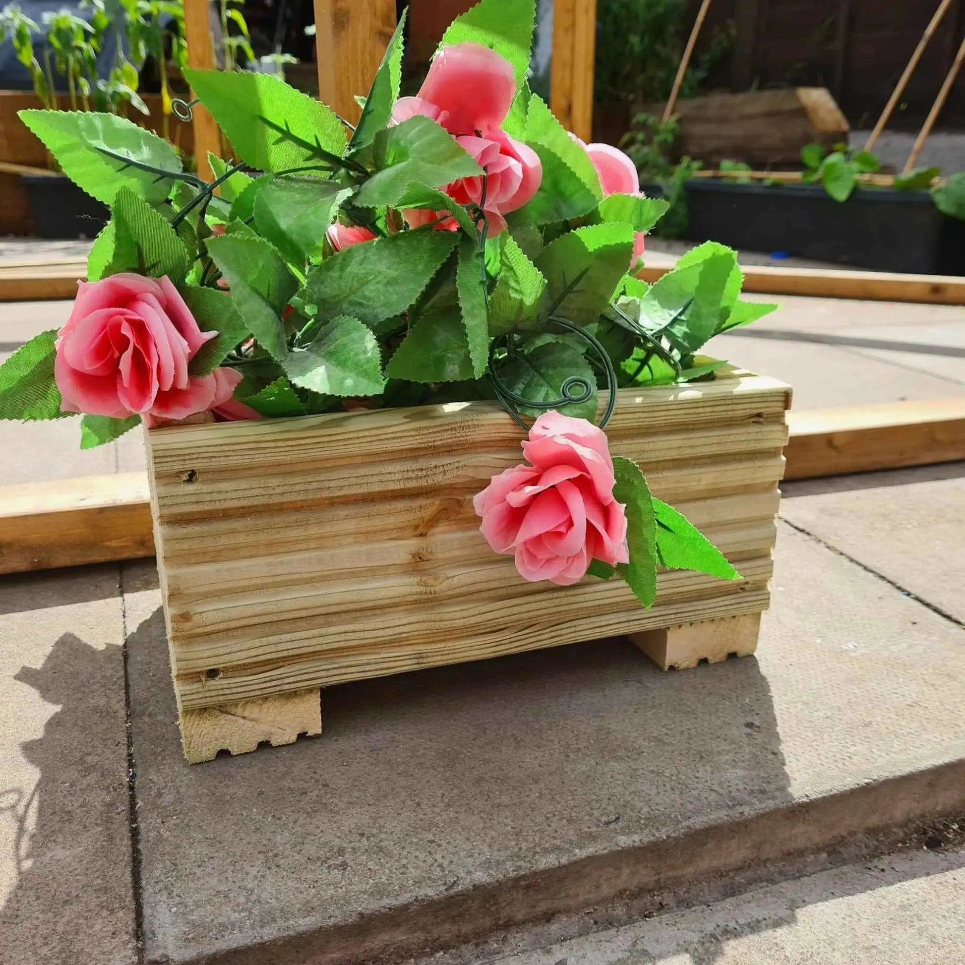40cm Square Wooden Decking garden Planter - Summer Wooden Planters