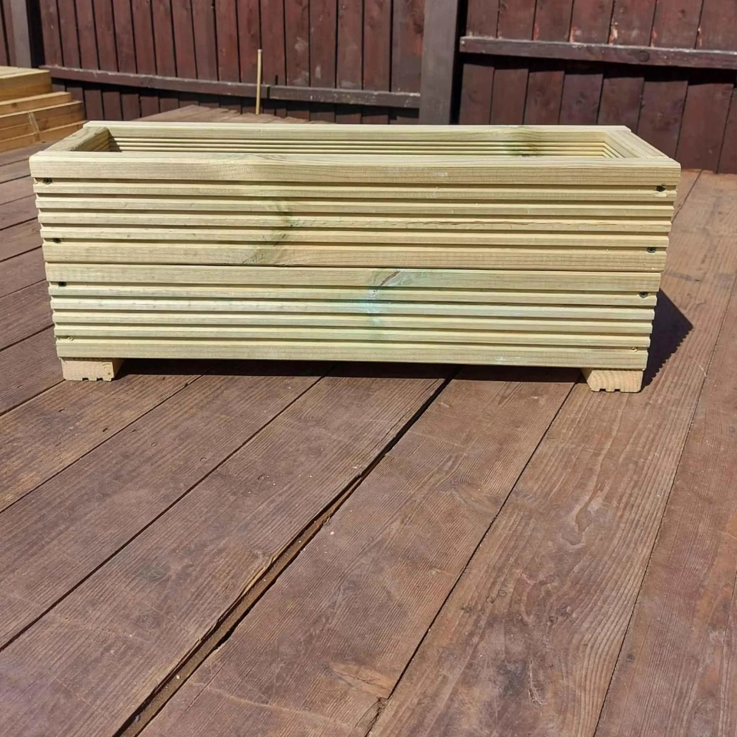 70cm long double tier wooden decking planter - Summer Wooden Planters