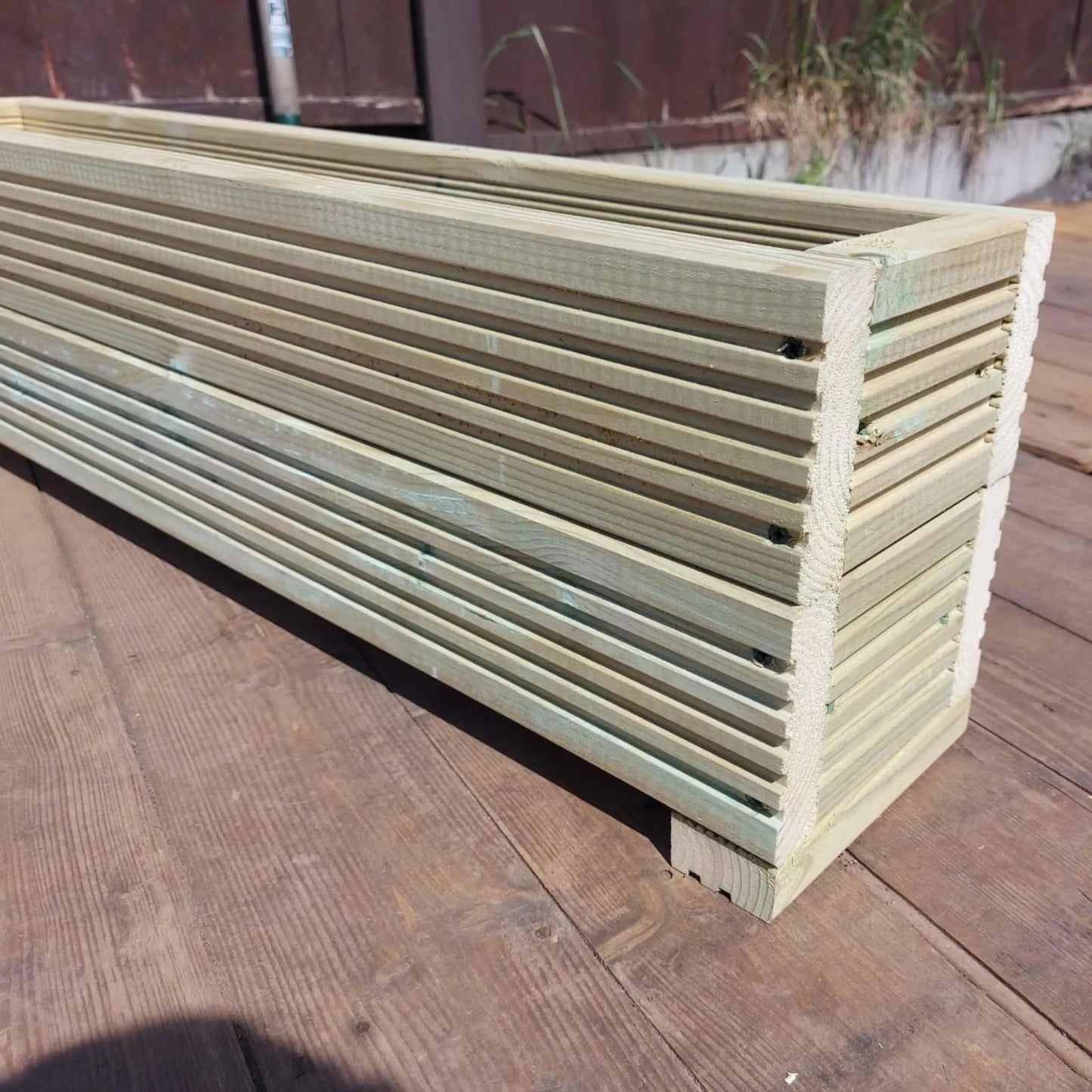 90cm long double tier wooden decking planter - Summer Wooden Planters