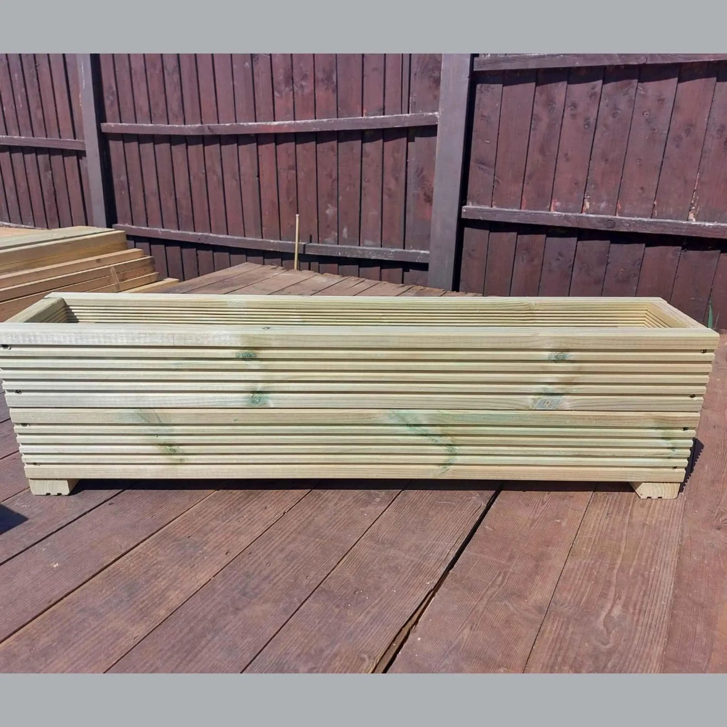 90cm long double tier wooden decking planter - Summer Wooden Planters