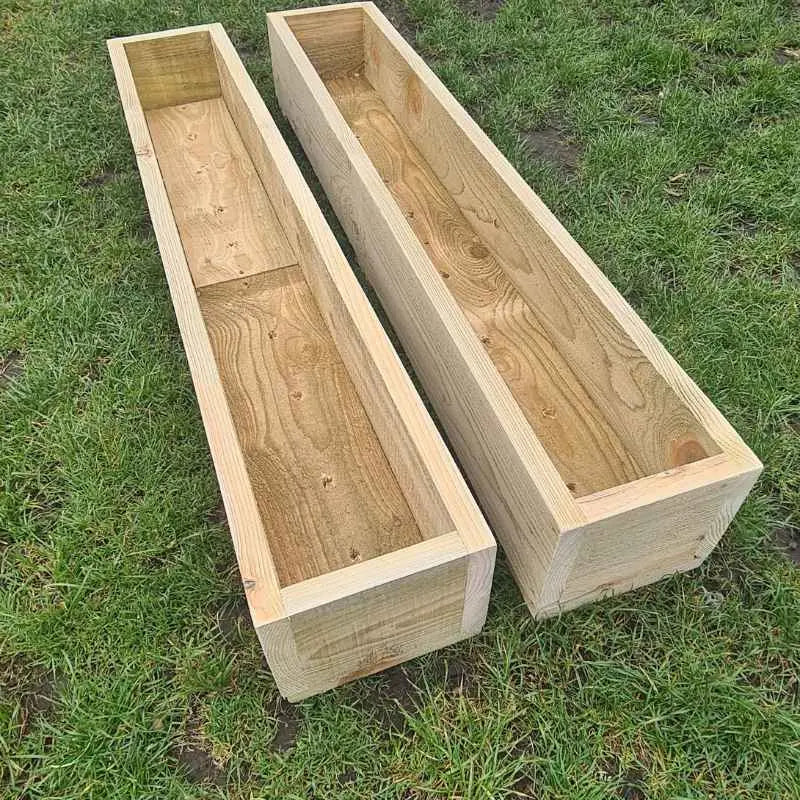 Summer Wooden Planters 2 x rustic wooden garden planters / Herb Planters. Delivered Ready Assembled -Choose a size planter 2-x-120-x-19.5-x-17.5-Cm