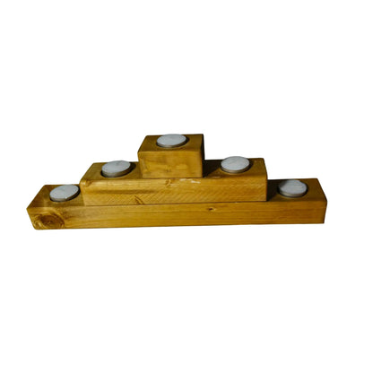 Rustic Wooded 3 tiered candle t-light holder candle holder