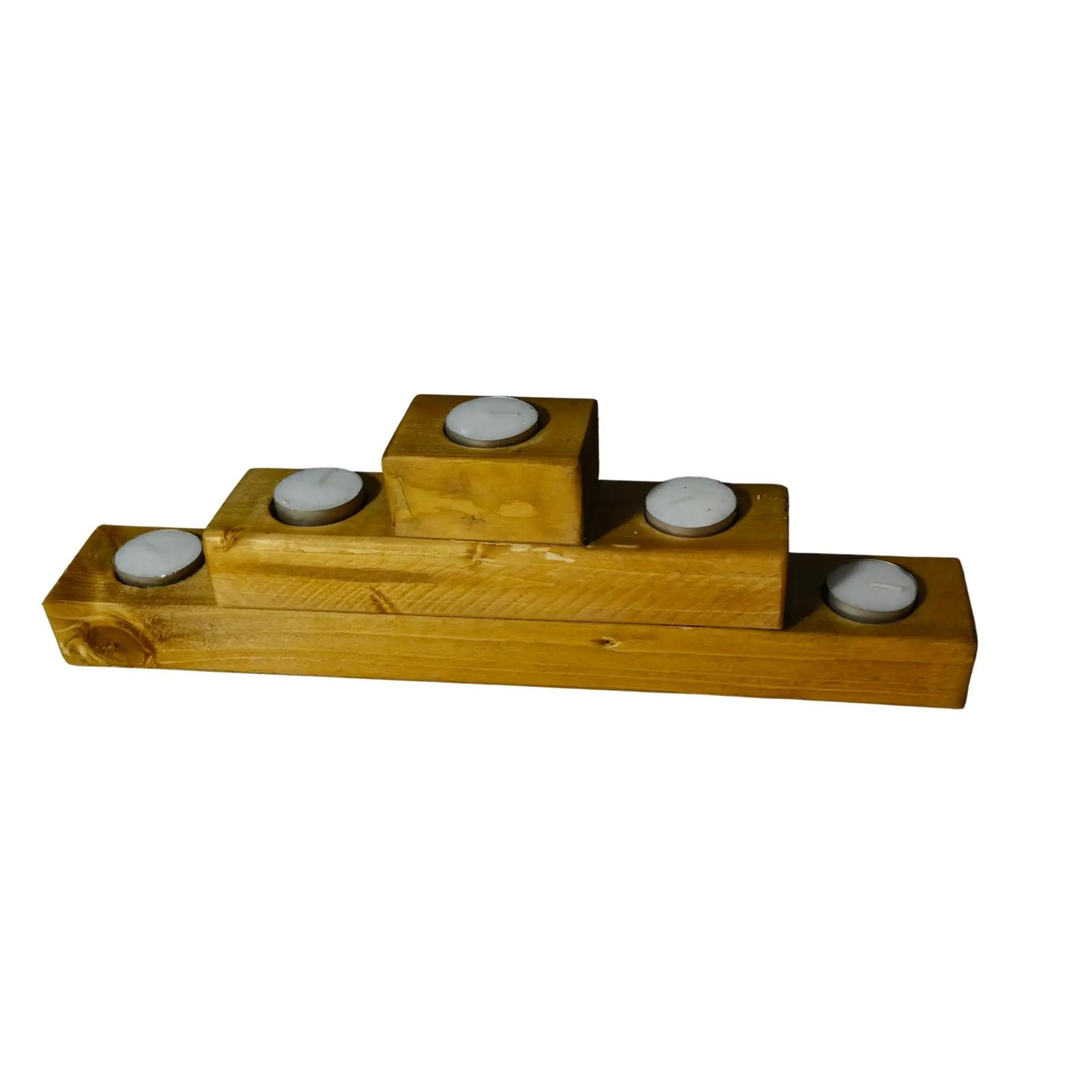 Rustic Wooded 3 tiered candle t-light holder candle holder