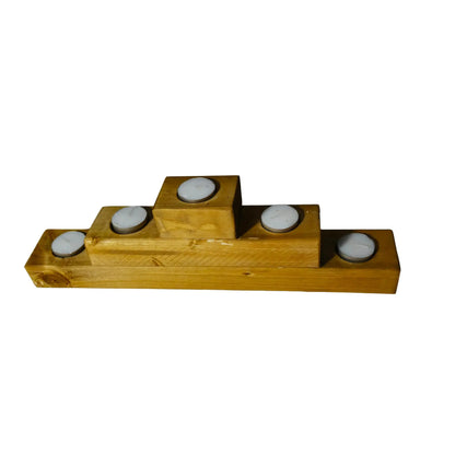 Rustic Wooded 3 tiered candle t-light holder candle holder